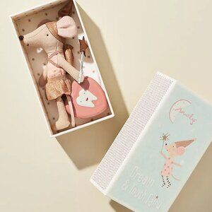 Maileg TOOTH FAIRY Mouse Little Sister in Dream Match Box w/Pink Heart Tooth Box